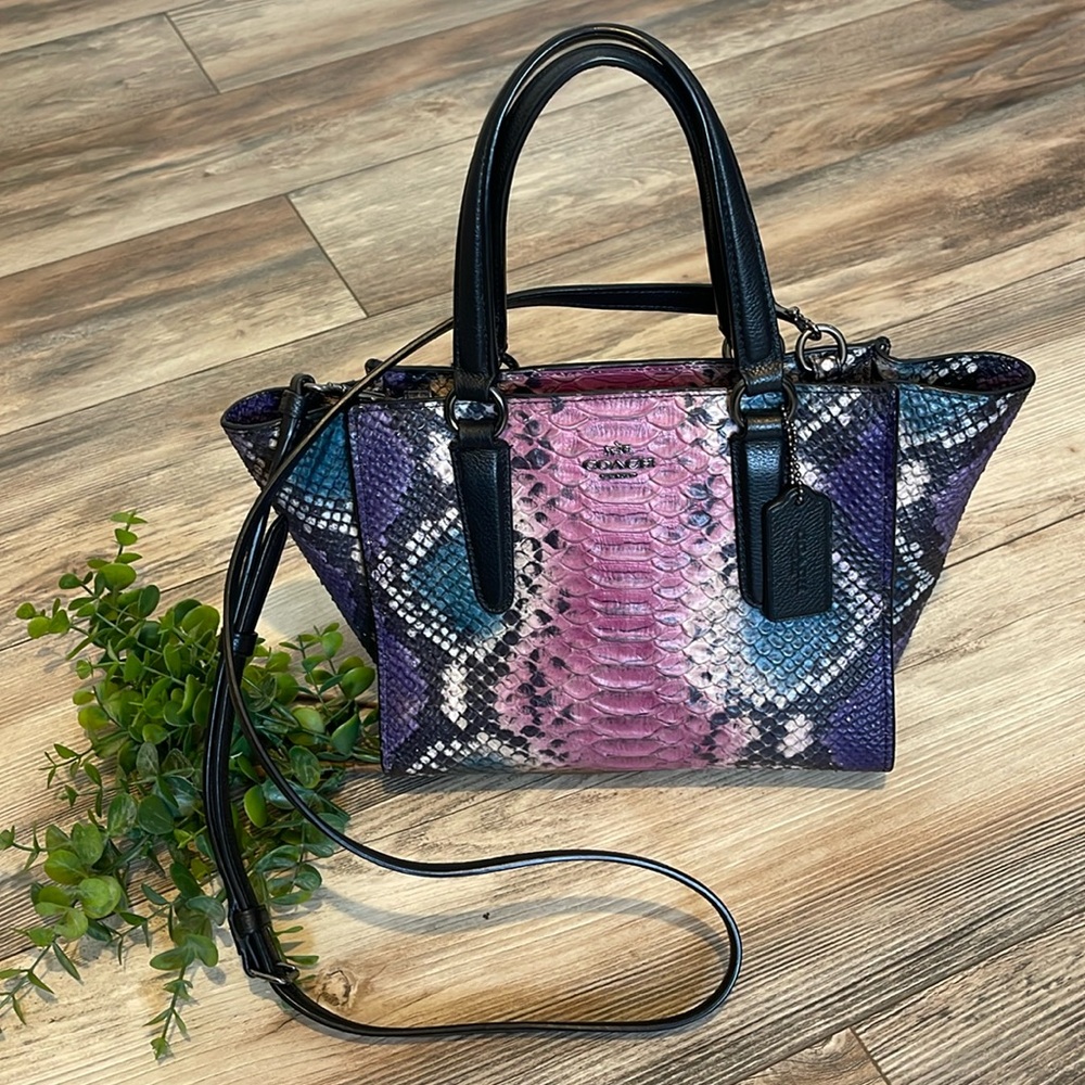 Coach Mini Bag in Black and Purple Snake Print